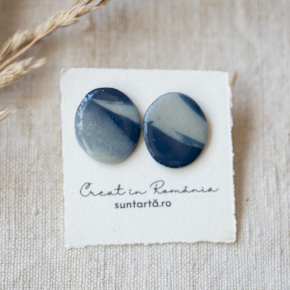 Cercei ovali blue jeans