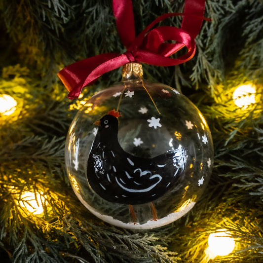 Glob de sticlă pictat manual- Găinușă neagră