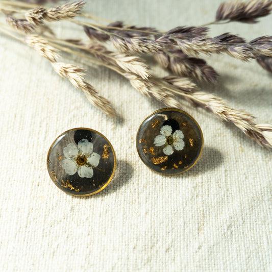 Cercei handmade cu flori naturale- Voalul miresei #1