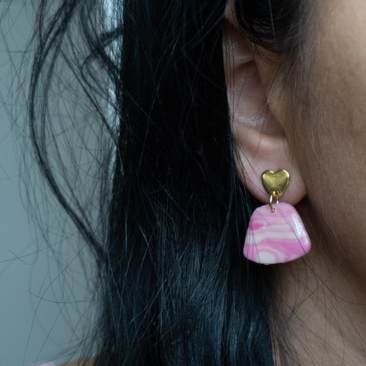 Cercei Handmade cu Inimioare Roz #1