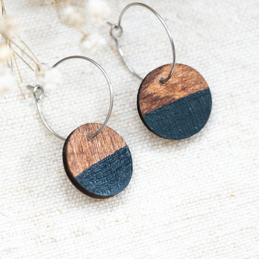 Cercei din lemn pictați manual - Cercuri 2