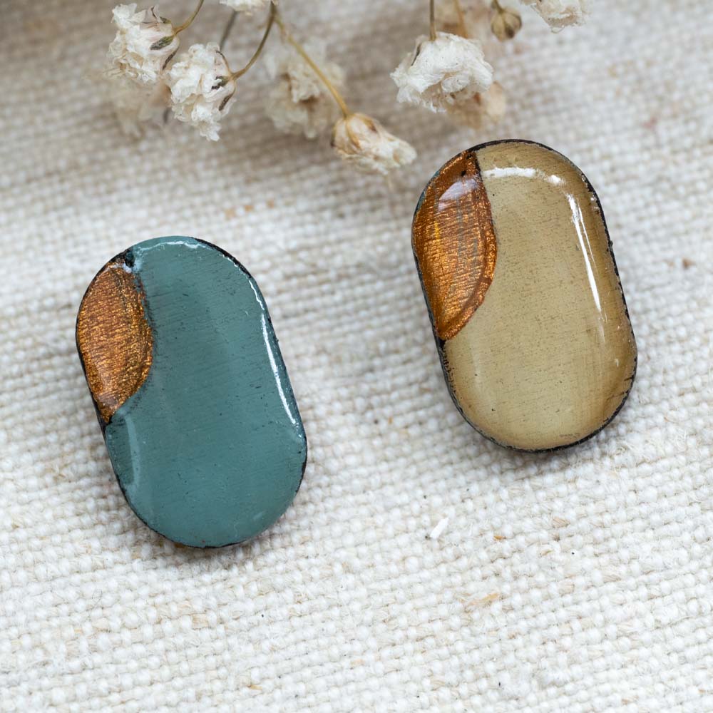 Cercei din lemn pictați manual - Dreamy canvas #6