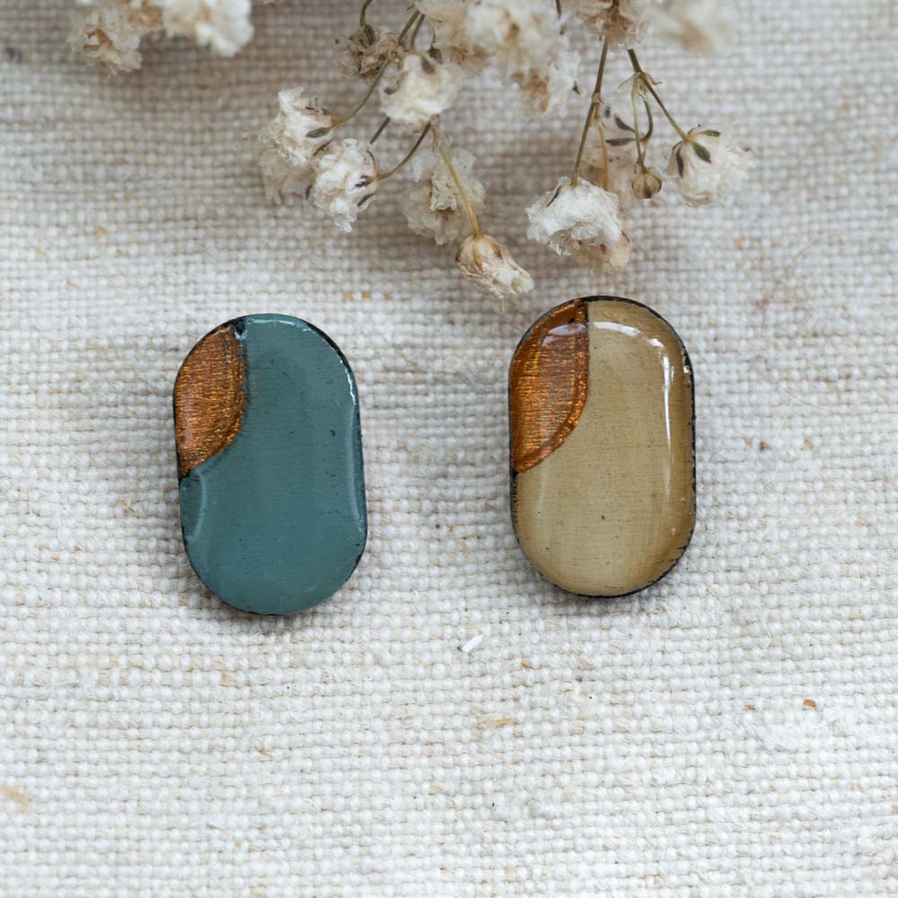 Cercei din lemn pictați manual - Dreamy canvas #6