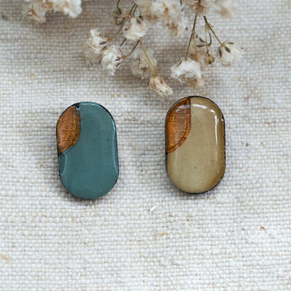 Cercei din lemn pictați manual - Dreamy canvas #6