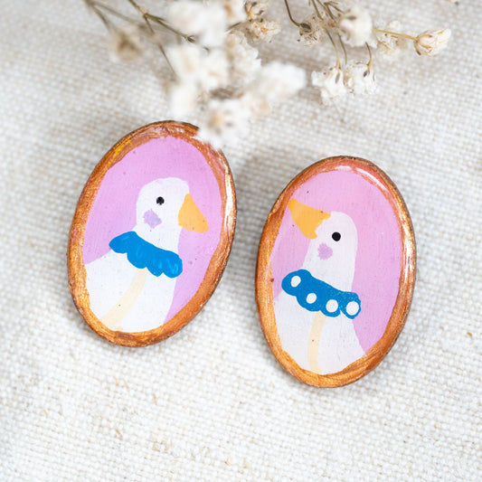 Cercei din lemn pictați - Silly Goose