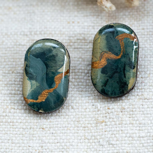 Cercei din lemn pictați manual - Dreamy canvas #7