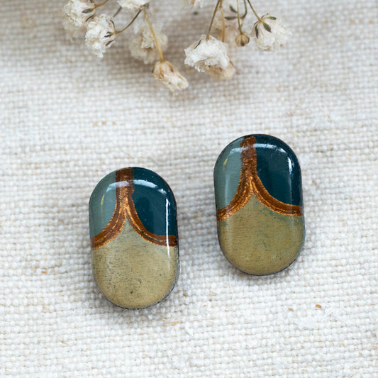 Cercei din lemn pictați manual - Dreamy canvas #8