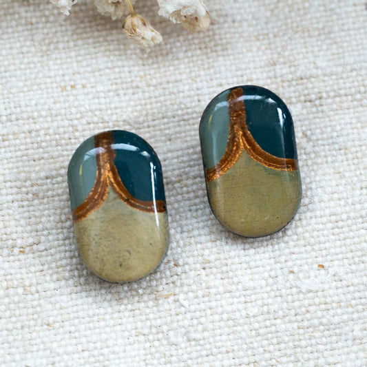 Cercei din lemn pictați manual - Dreamy canvas #8