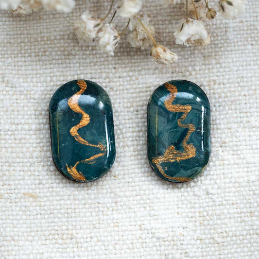 Cercei din lemn pictați manual - Dreamy canvas #9