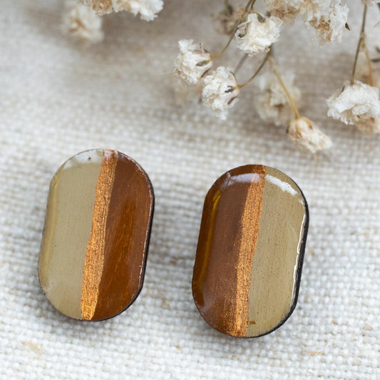 Cercei din lemn pictați manual - Dreamy canvas #10