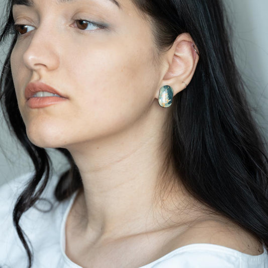 Cercei din lemn pictați manual - Dreamy canvas #7