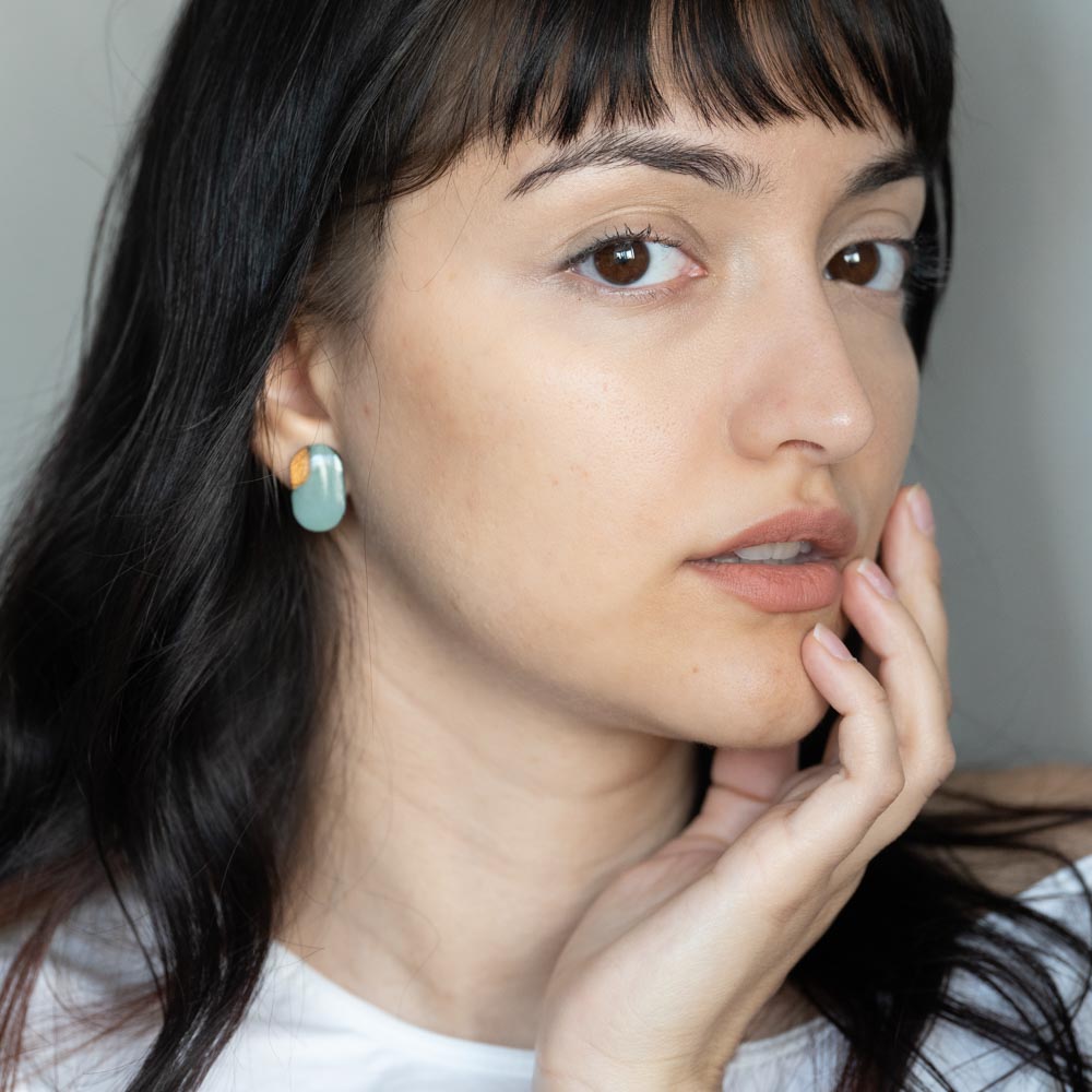 Cercei din lemn pictați manual - Dreamy canvas #6