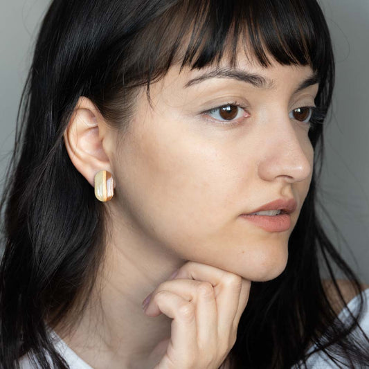 Cercei din lemn pictați manual - Dreamy canvas #10