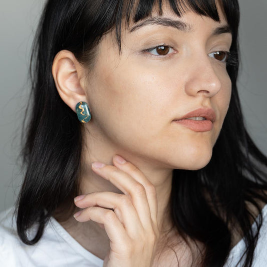 Cercei din lemn pictați manual - Dreamy canvas #9