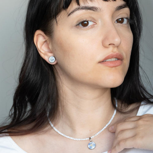 Set cercei și colier cu flori naturale