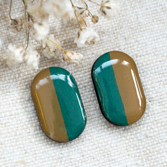 Cercei din lemn pictați manual - Dreamy canvas #13