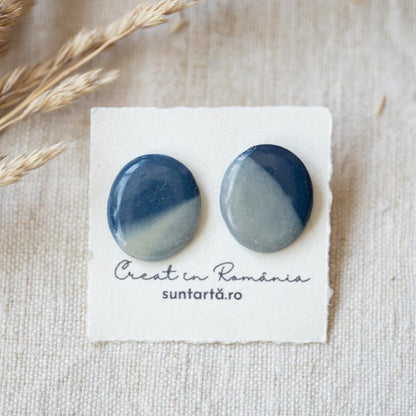 Cercei ovali blue jeans