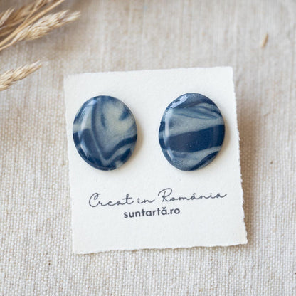 Cercei ovali blue jeans