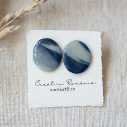 Cercei ovali blue jeans
