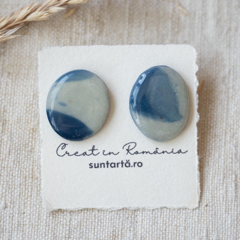 Cercei ovali blue jeans
