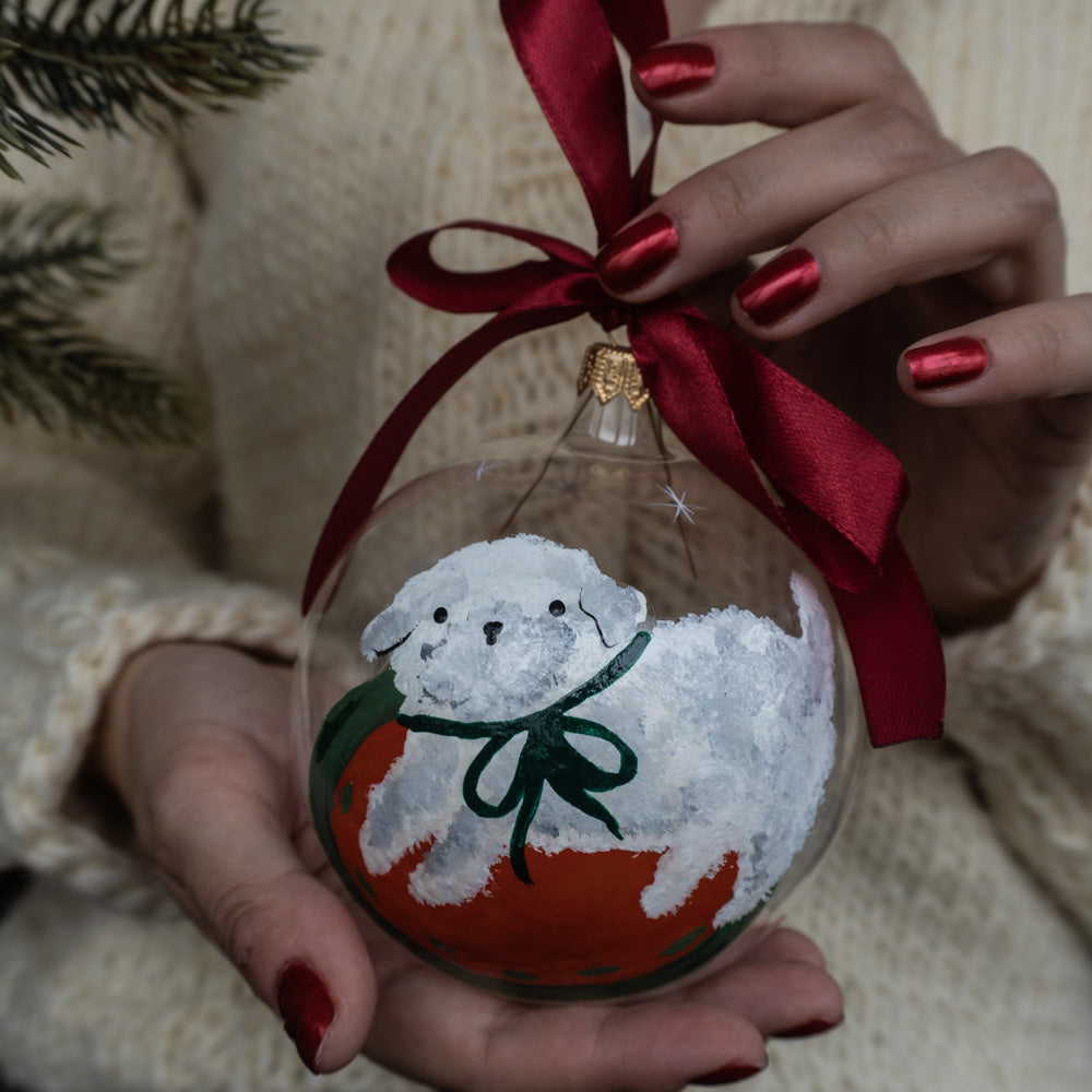 Glob de sticlă pictat manual- Cățeluș