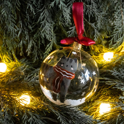 Glob de sticlă pictat manual- Pisică tigrată cu fular