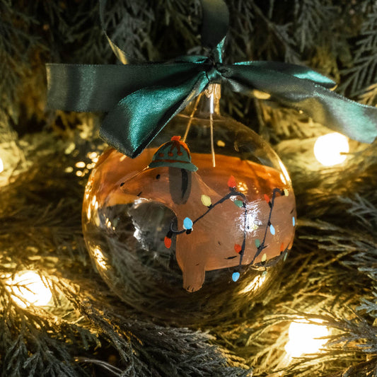 Glob de sticlă pictat manual- Sausage Dog