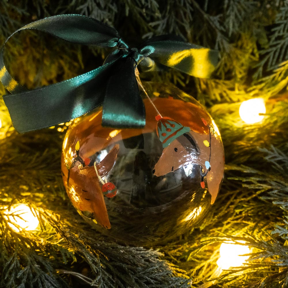 Glob de sticlă pictat manual- Sausage Dog