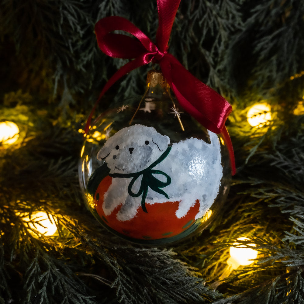 Glob de sticlă pictat manual- Cățeluș