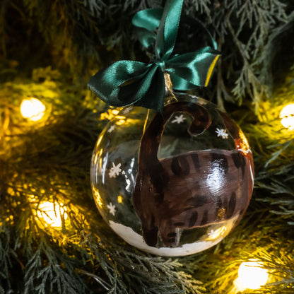 Glob de sticlă pictat manual- Pisică tigrată maro