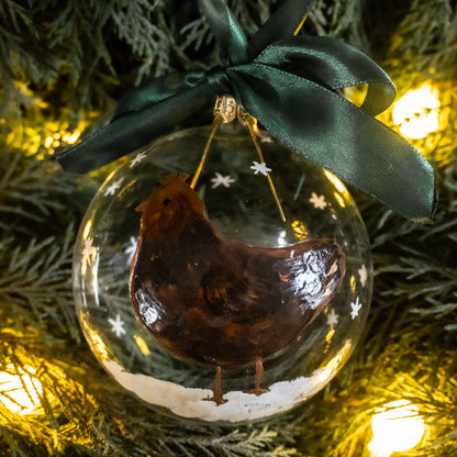 Glob de sticlă pictat manual- Găinușă maro