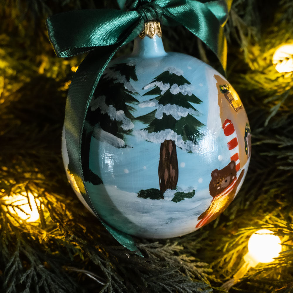 Glob de sticlă pictat manual- Pădurea de turtă dulce