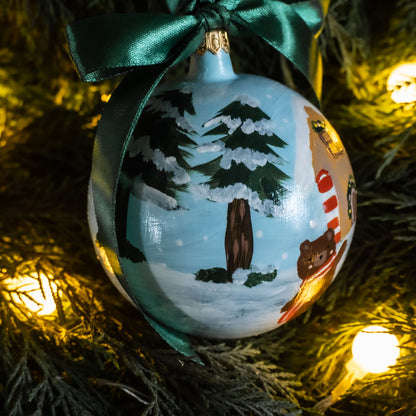 Glob de sticlă pictat manual- Pădurea de turtă dulce