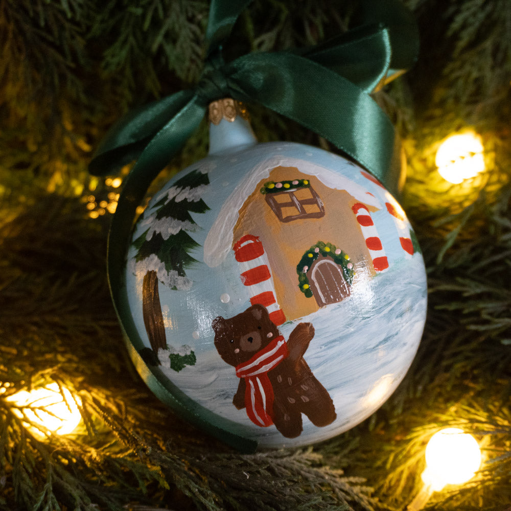 Glob de sticlă pictat manual- Pădurea de turtă dulce