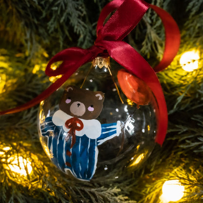 Glob de sticlă pictat manual- Ursuleț