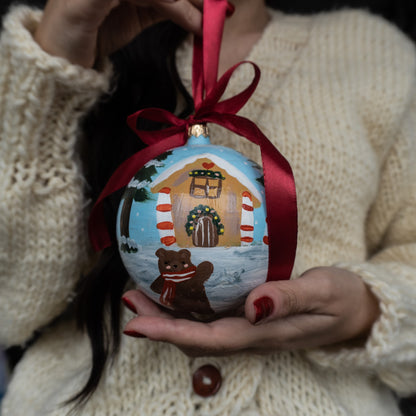 Glob de sticlă pictat manual- Pădurea de turtă dulce