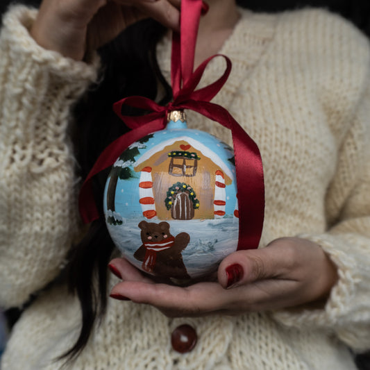 Glob de sticlă pictat manual- Pădurea de turtă dulce