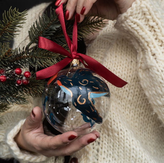 Glob de sticlă pictat manual-Rândunică