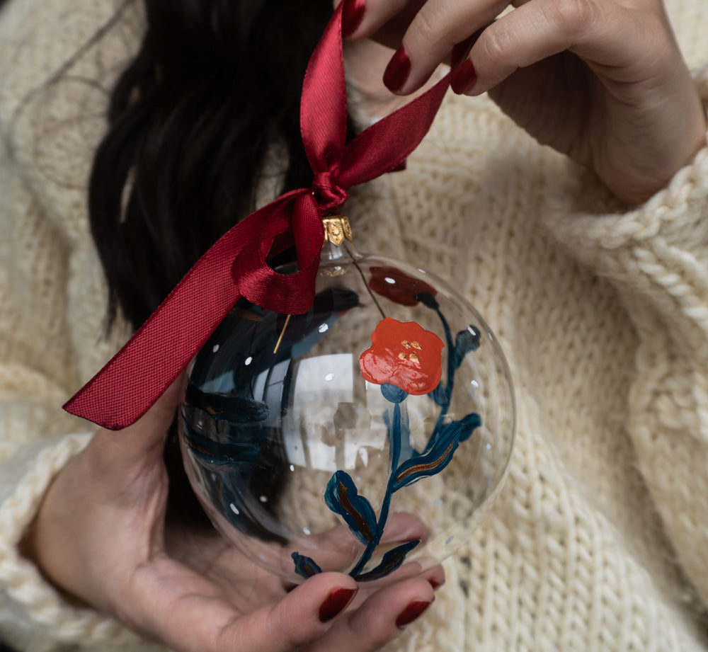 Glob de sticlă pictat manual-Rândunică