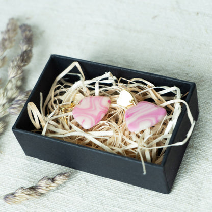 Cercei Handmade cu Inimioare Roz #1