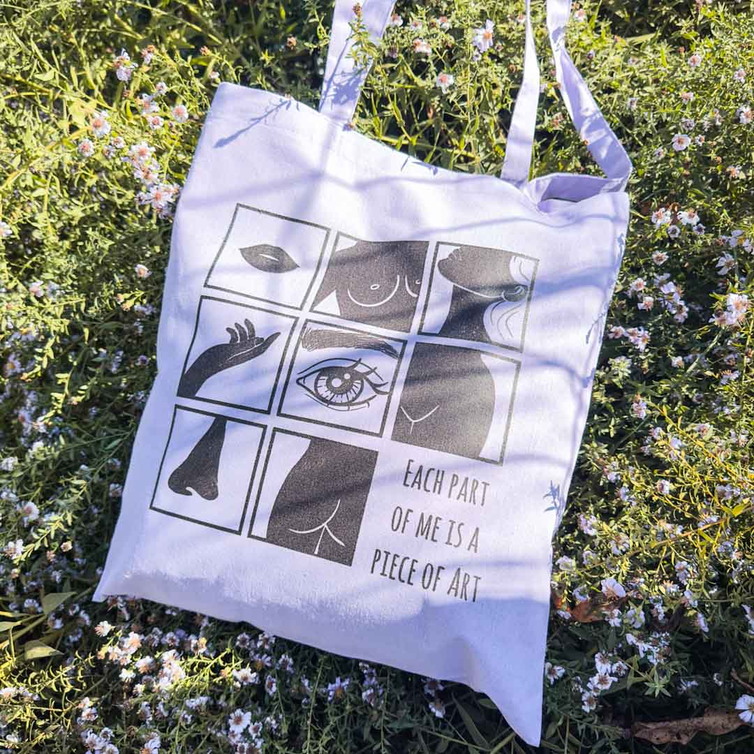 Tote bag Pieces of Me - Sunt Artă